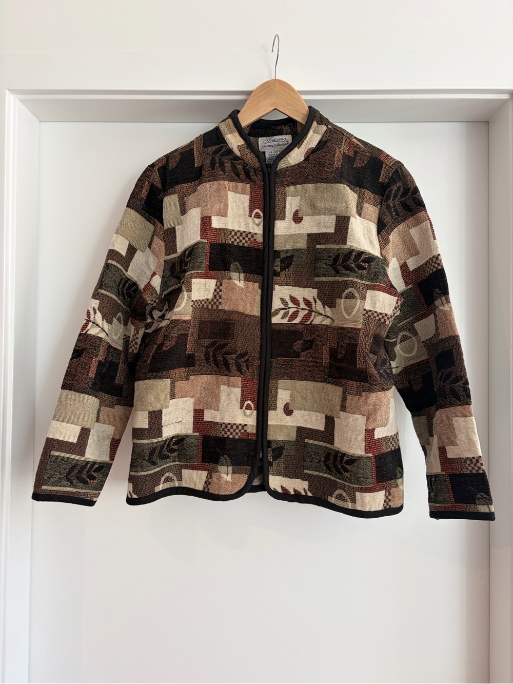 Fall Grandma Core Patterned Jacket in Brown Multi L (14/16)